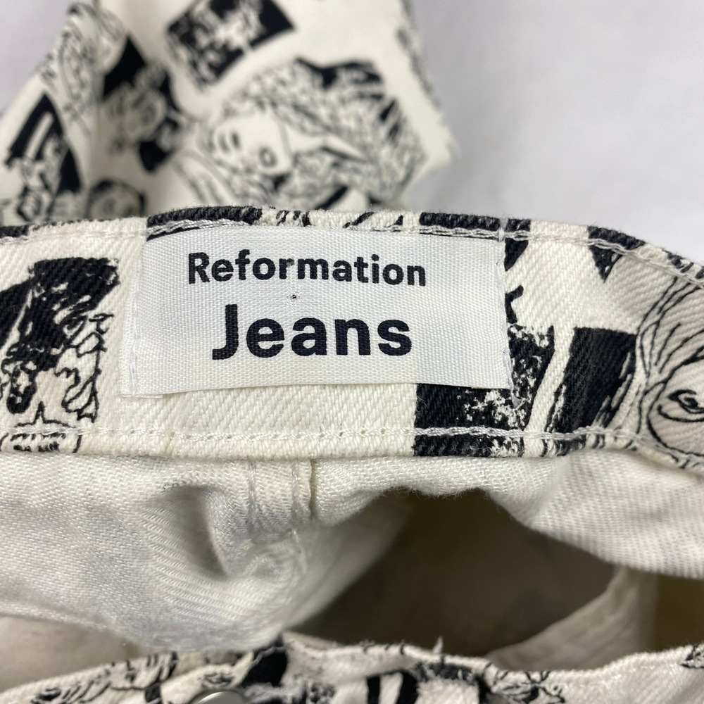 Reformation Newsprint Jeans Women's Size 2* Black and White Comic Print - Picture 16 of 16